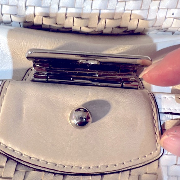 Coach Kristin Woven Leather Round Hobo Satchel - Picture 4 of 14